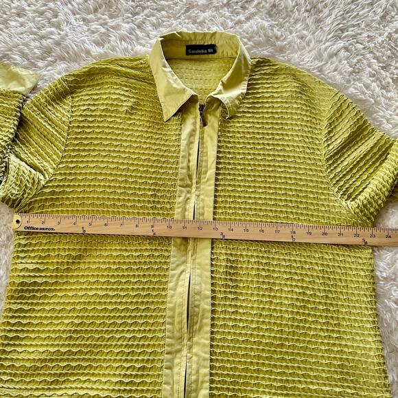 Cordelia St Long Sleeve Lightweight Shirt Jacket Shacket Zip Front Lime Green - Picture 8 of 10